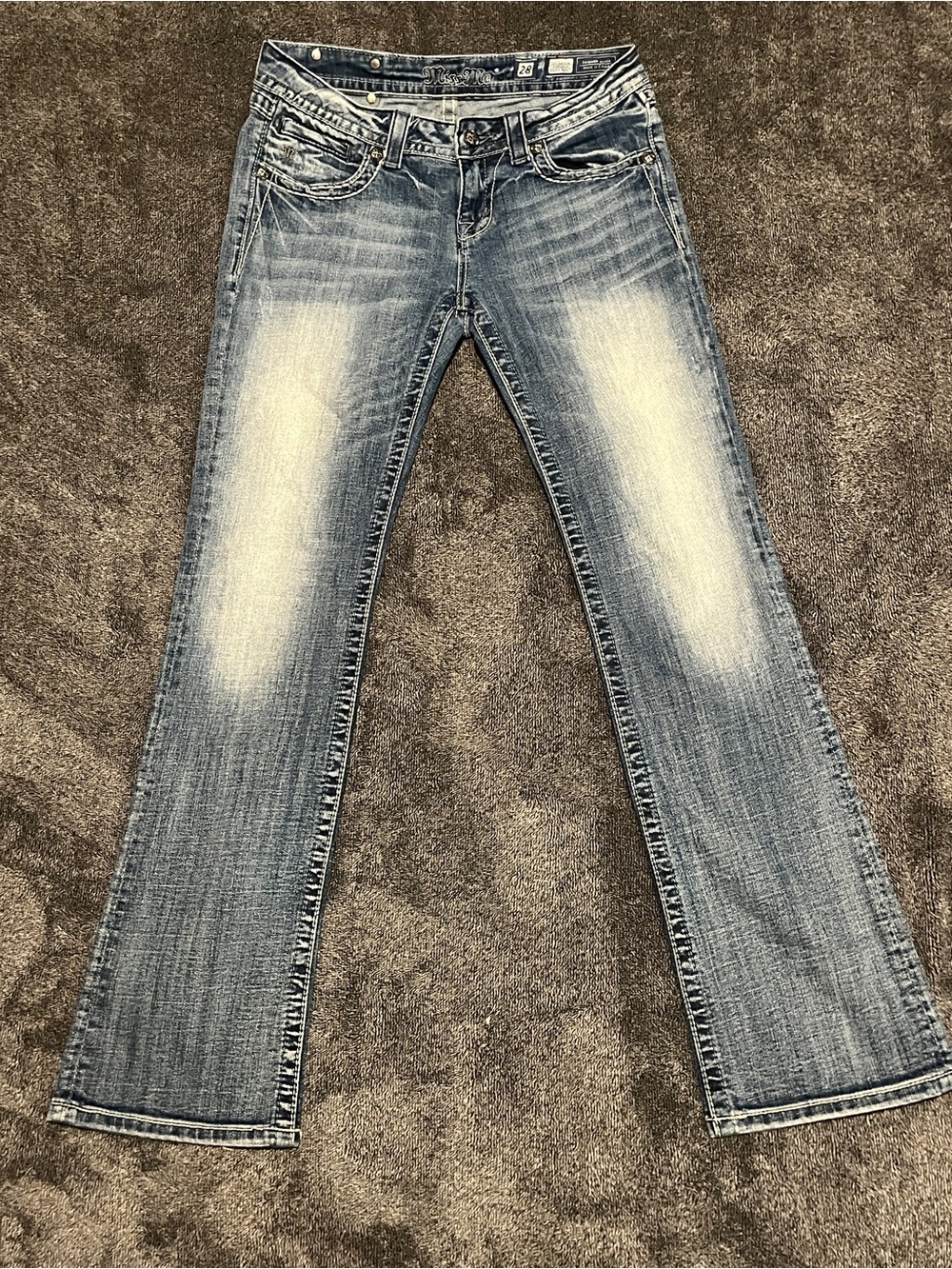 Miss Me Winged Cross Embellished Bootcut Jeans Medium Wash Blue Size 28
